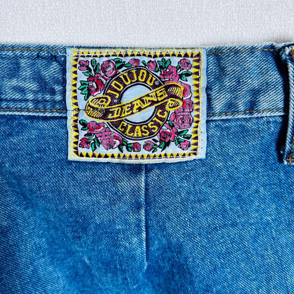 JouJou Jeans Blue Denim Bell bottom Womens 33 waist Button Detail High Rise - Picture 2 of 12